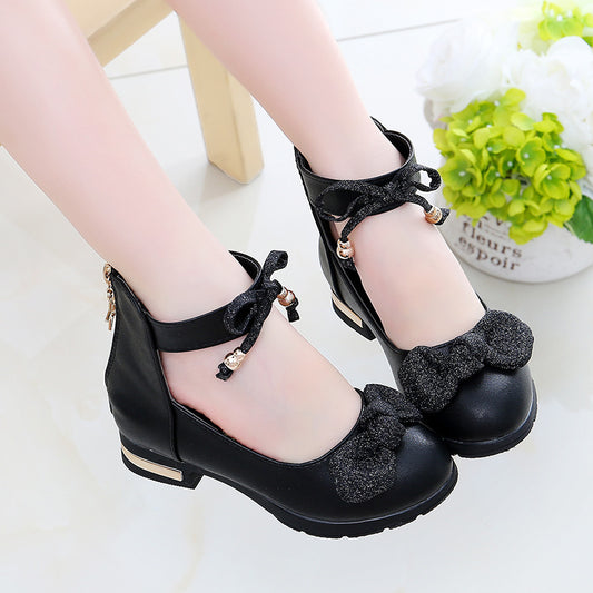 Black Korean Soft Sole Princess Shoes For Children And Girls