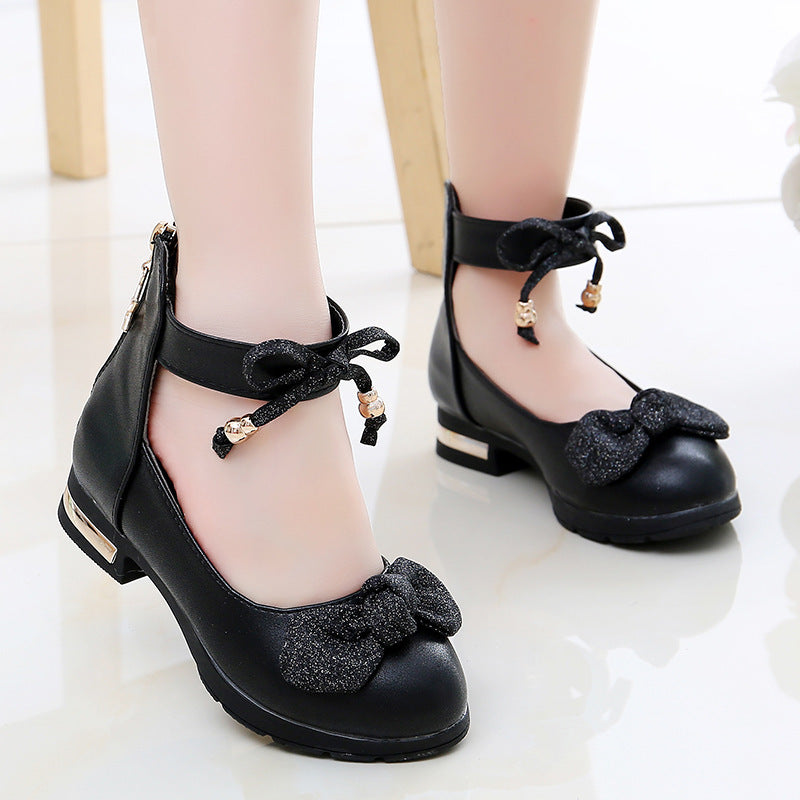 Black Korean Soft Sole Princess Shoes For Children And Girls