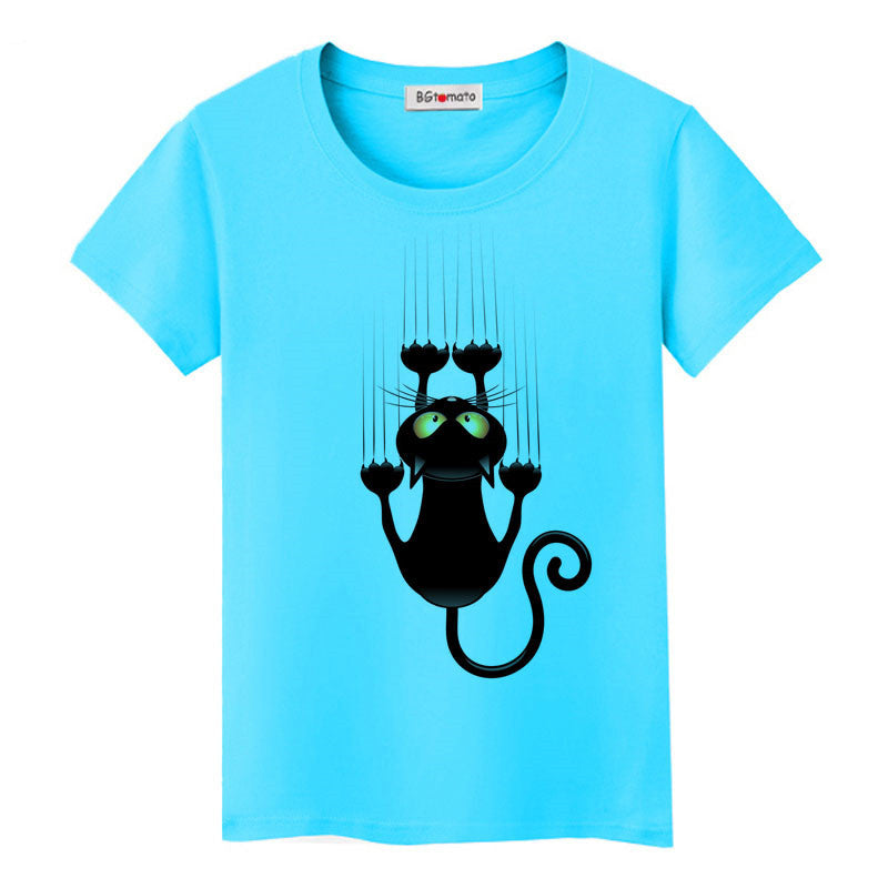Cartoon black cat lady T-shirt