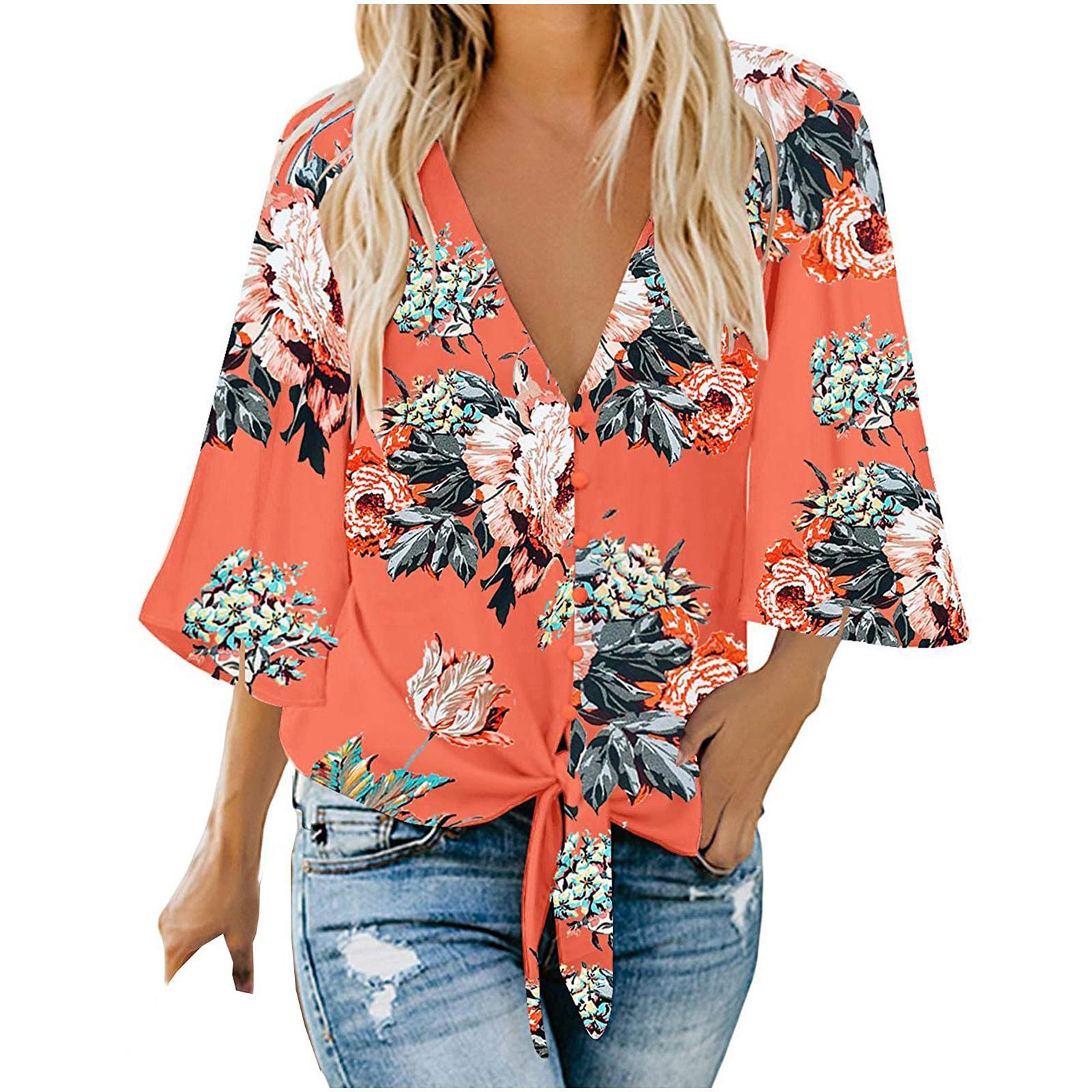 Printed Cardigan Blouse, red