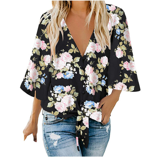Printed Cardigan Blouse, black