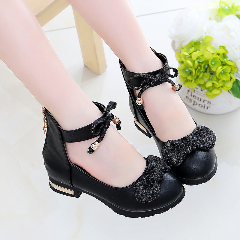 Black Korean Soft Sole Princess Shoes For Children And Girls