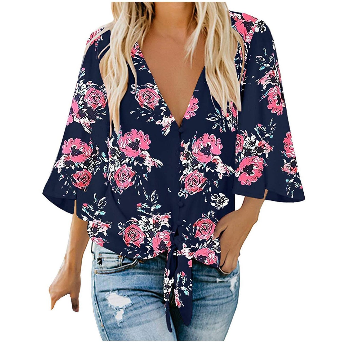 Printed Cardigan Blouse, lila