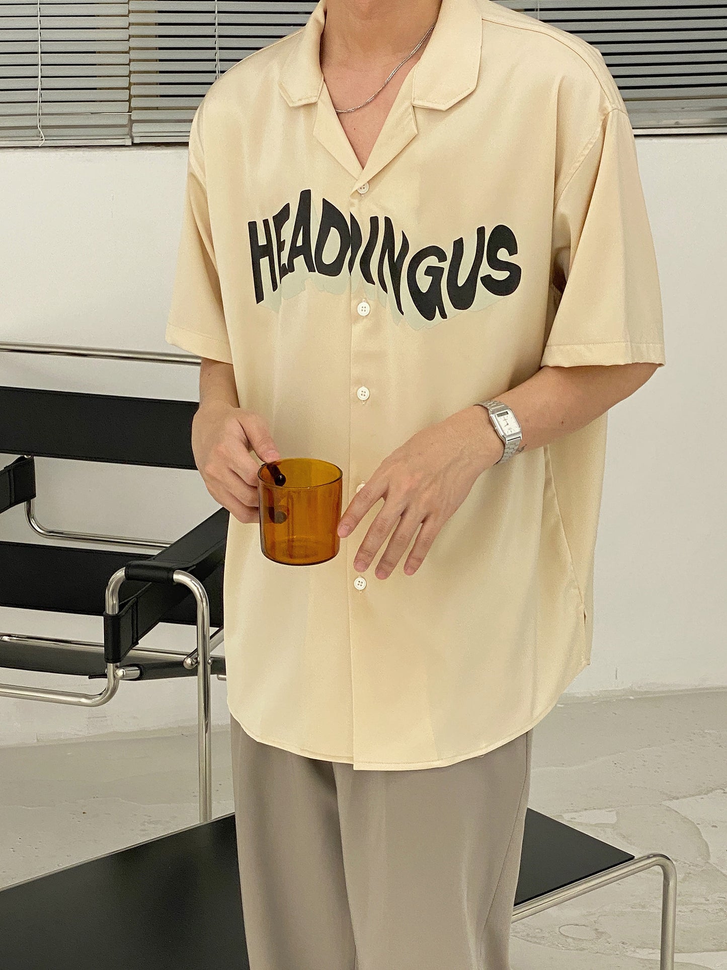 19studio South Korean Hong Kong Style Shirt Ins Men''s Summer